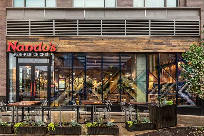 Restaurant facade with window