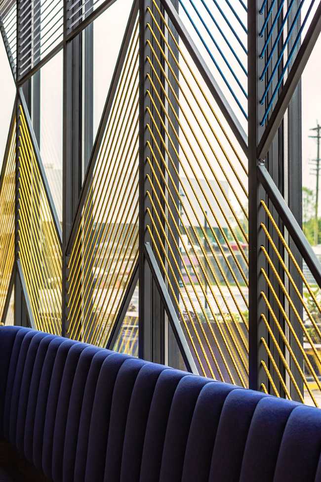 Detail of yellow wire facade