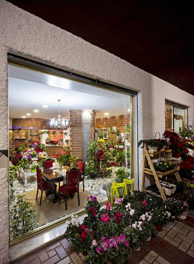 Flower shop window display