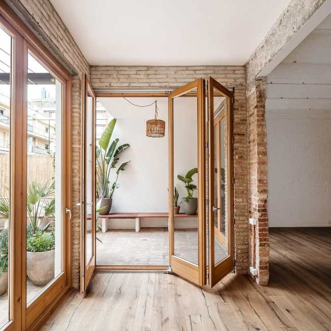 window with wooden frame