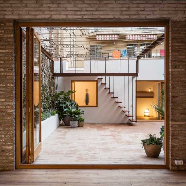 Inner courtyard with wooden structure