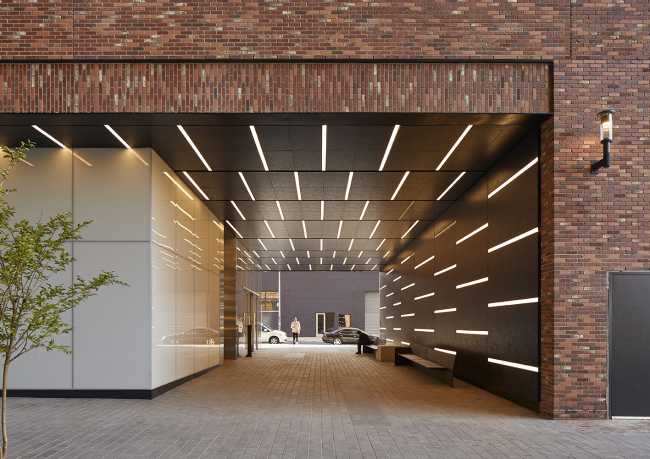 New York edificio uffici mattoni e vetro