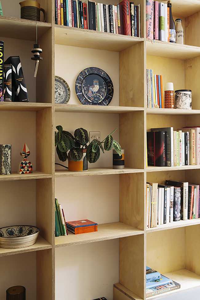 Wooden shelves