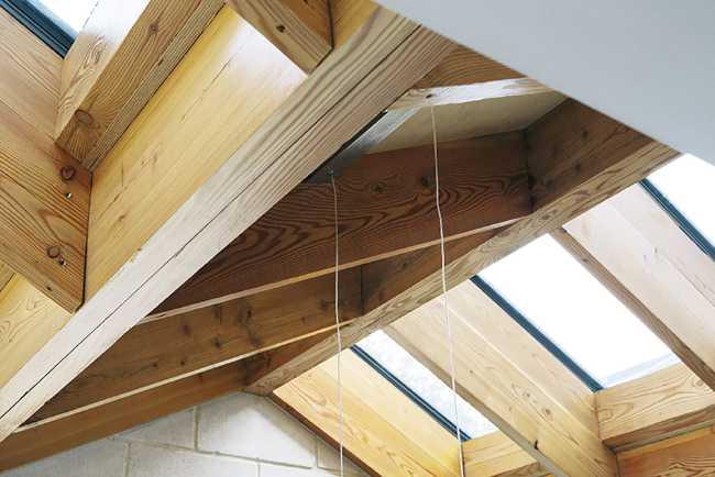 Detail of exposed wooden roof