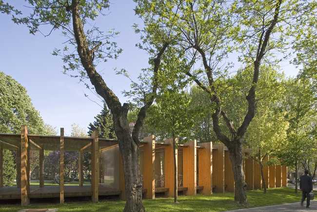 Wooden pavilion in a garden