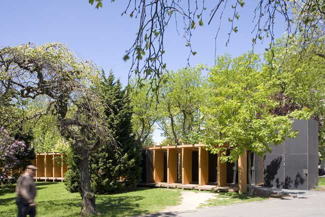 Wooden pavilion in a garden