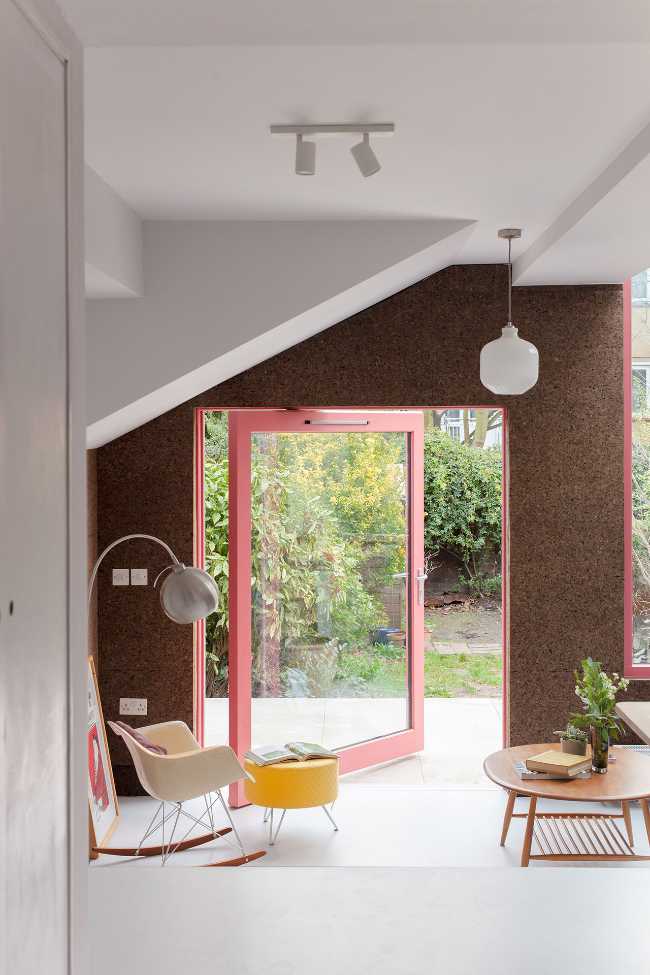 Interior extension covered in cork