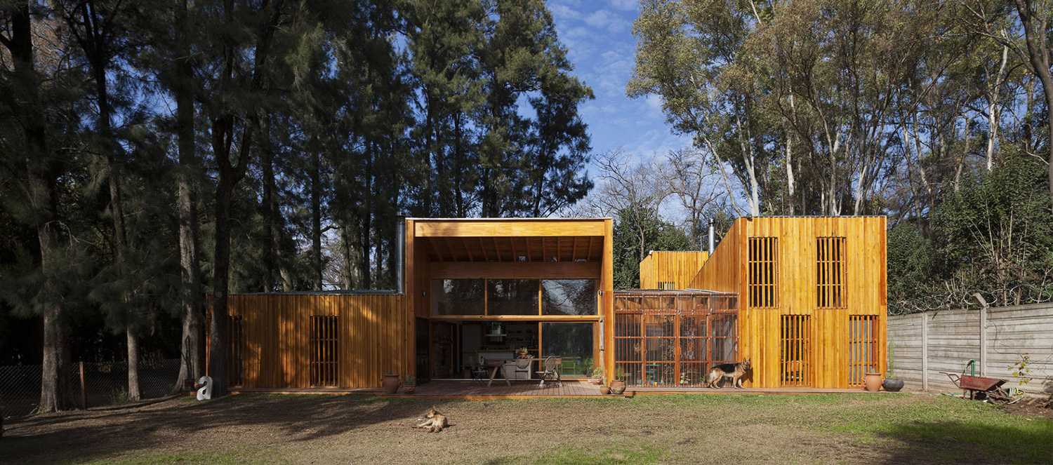 Wooden dwelling among the trees