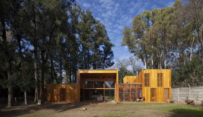 Vivienda de madera en los árboles