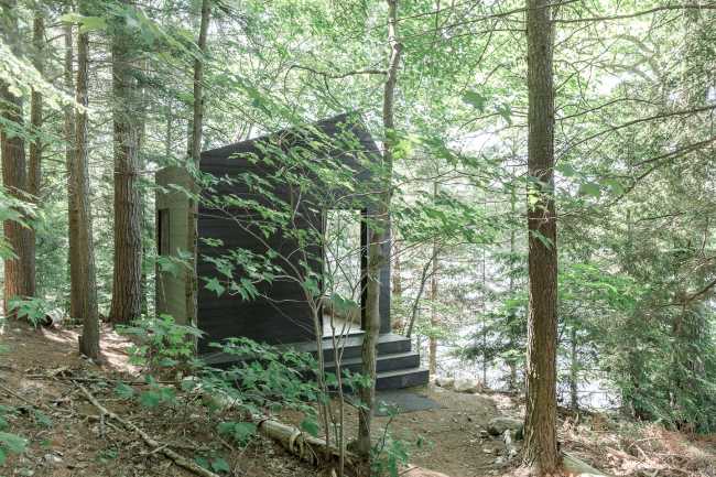 Cabin surrounded by trees
