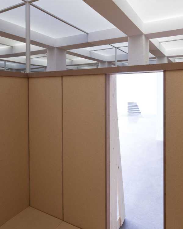 Wooden installation of modular panels