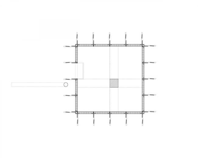 Wooden modules square plan installation
