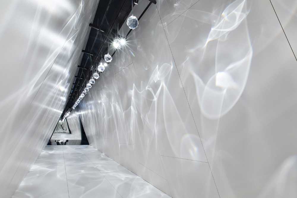 pavilion installation stand design interior surfaces light corridor white