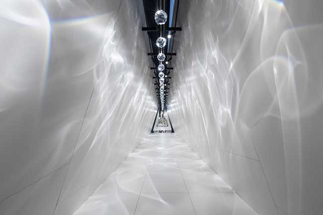 pabellón instalación stand diseño interior superficies luces