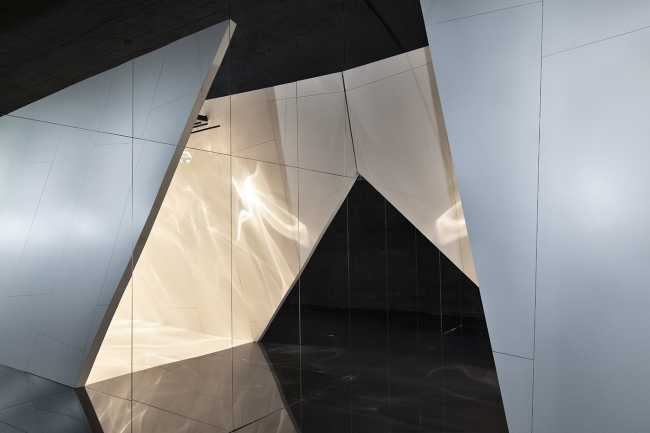 pabellón instalación stand diseño superficies interiores entrada