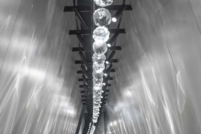 pabellón instalación stand diseño superficies interiores luces led