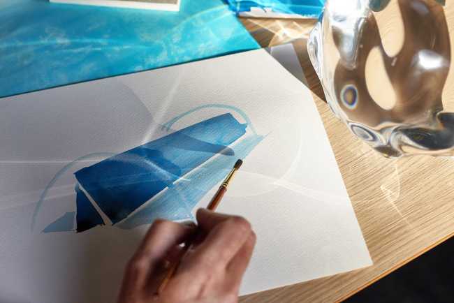 pabellón instalación stand diseño superficies interiores boceto