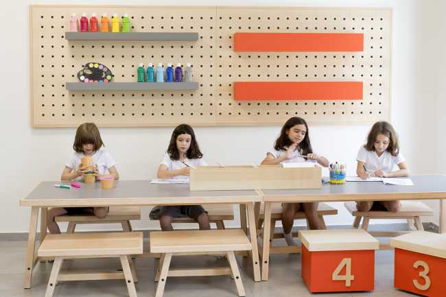 inclusive school study room wooden furniture