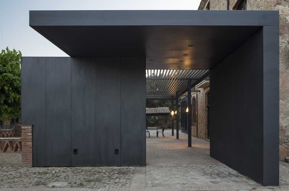 Historic house with metal pergola
