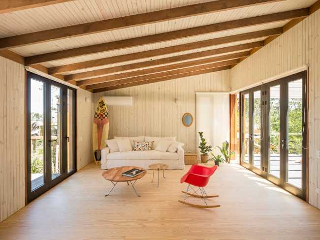 Wooden interior living room