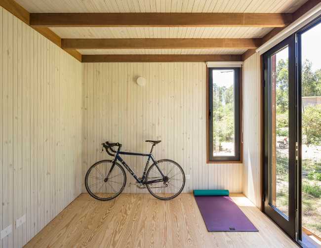 Wooden interior glass bicycle