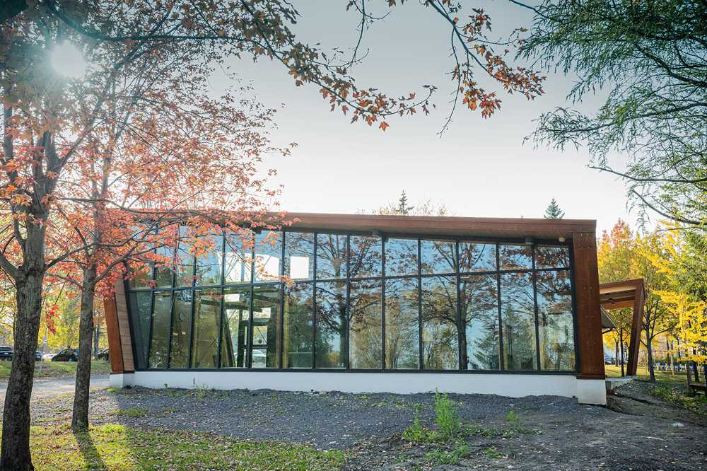 Montreal Park Pavilion glass facade and corten cladding
