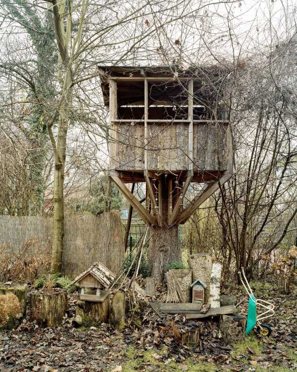 Casa in legno costruita su un moncone