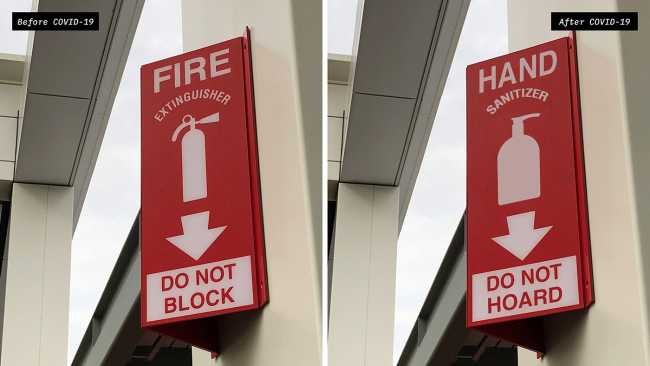 graphic signs social distances fire