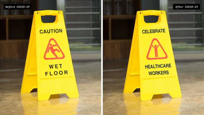 graphic signs social distances cleaning