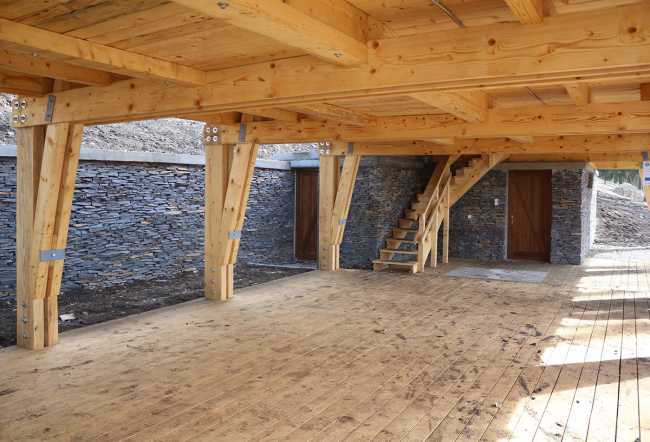 Wooden hut on the ground floor