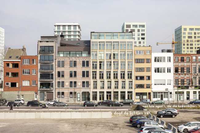 Facade of riverside buildings