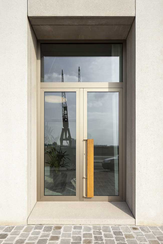 Glass and metal entrance door