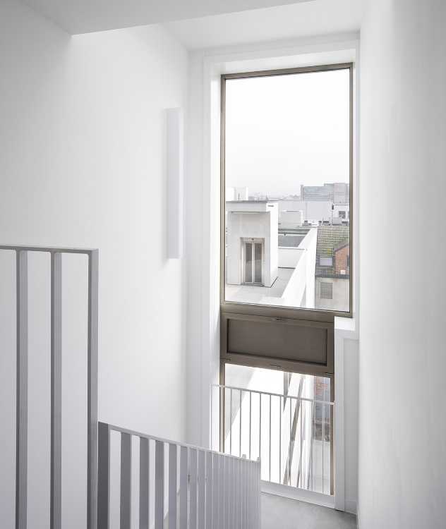 White balustrade staircase block