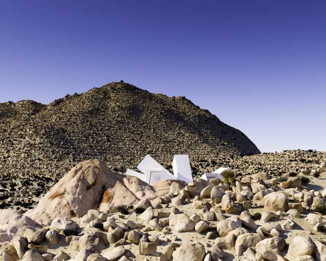 struttura container bianchi villa nel deserto