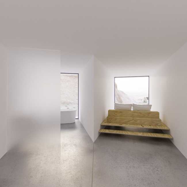 struttura container bianchi villa nel deserto arredi in legno