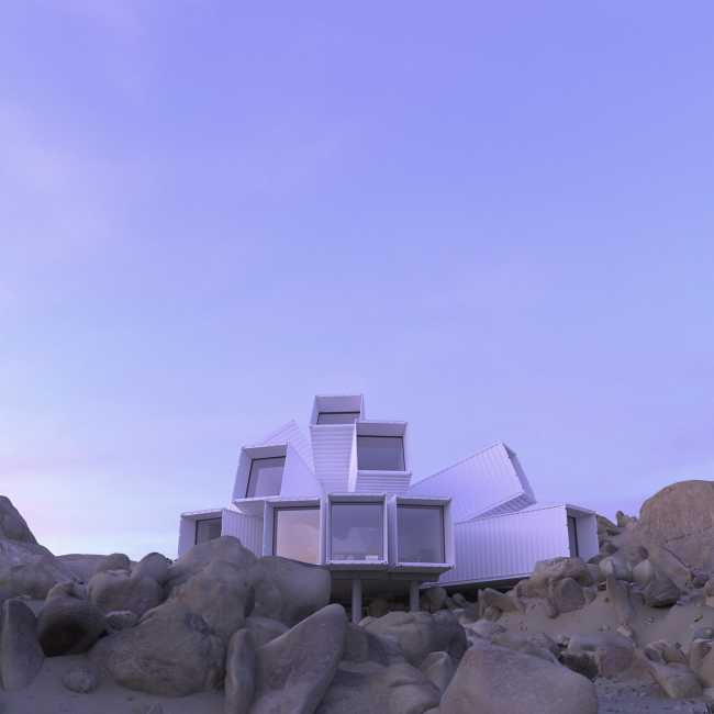 struttura container bianchi villa nel deserto