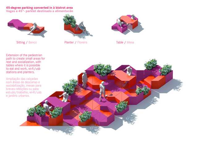 Progetto di spazio urbano colorato