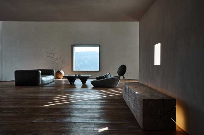salone living arredi minimal legno