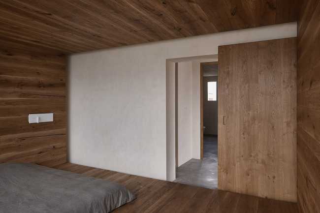 camera da letto rivestimento parete soffitto pavimento legno