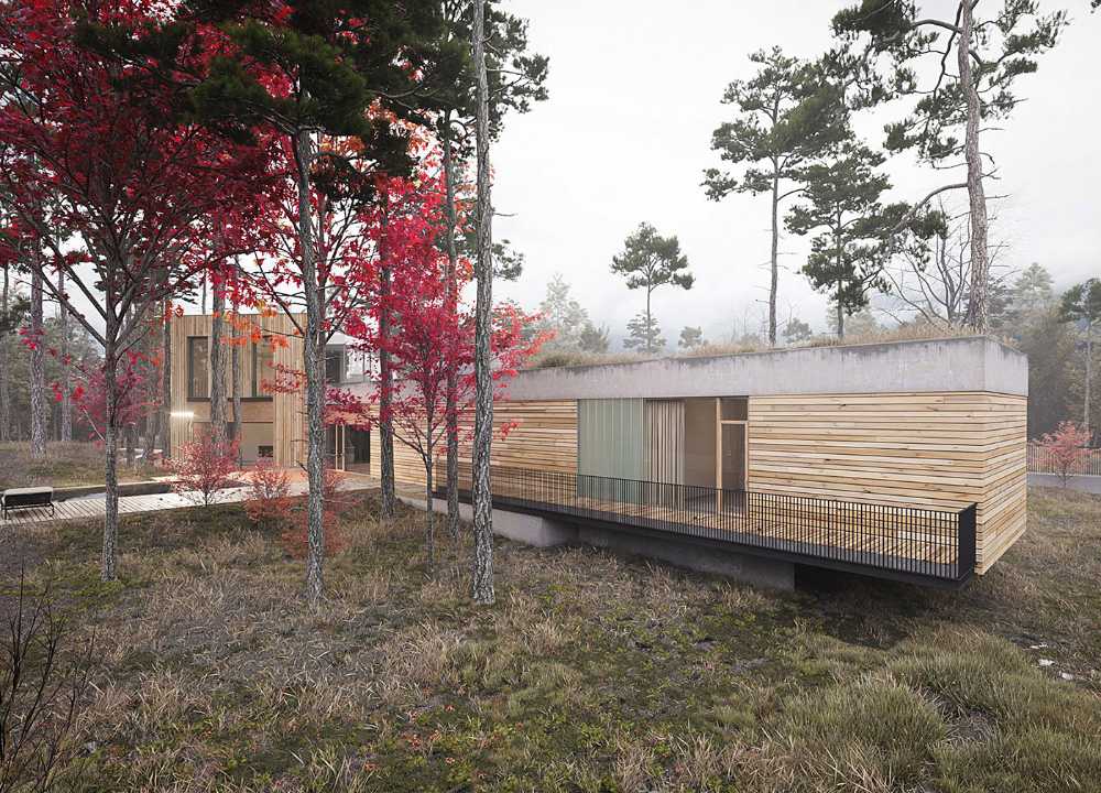 Progetto rivestimento facciata legno mattoni rossi