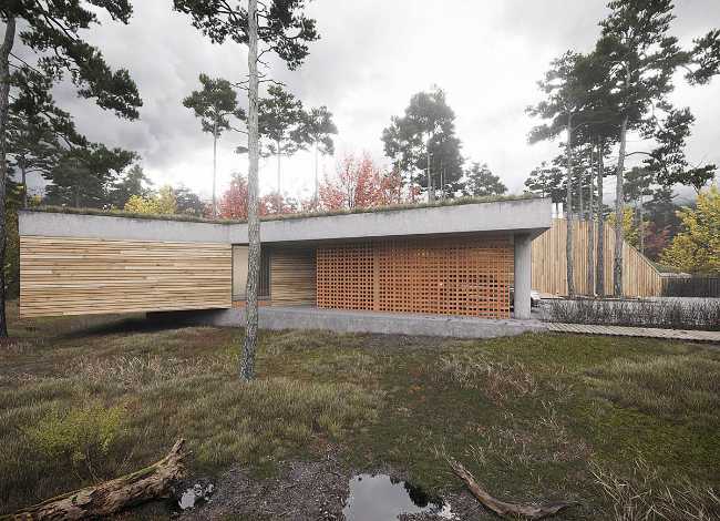 Progetto rivestimento facciata legno mattoni rossi