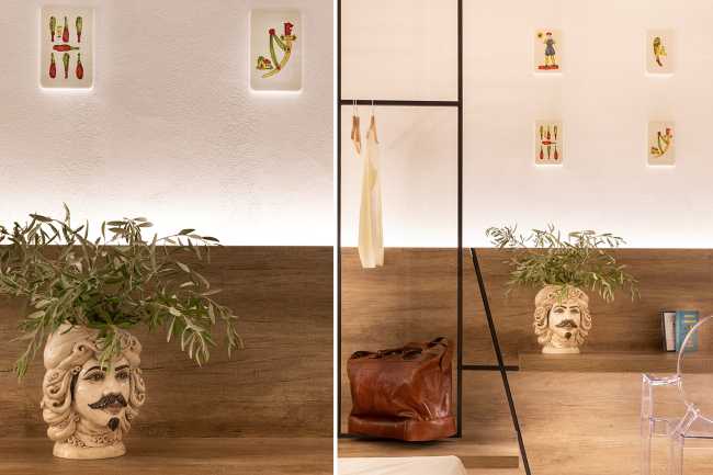 B&B bedroom ceramic floor wall panel wood furniture metal