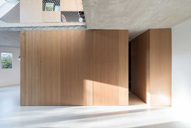 estructura madera roble pared muebles contenedor