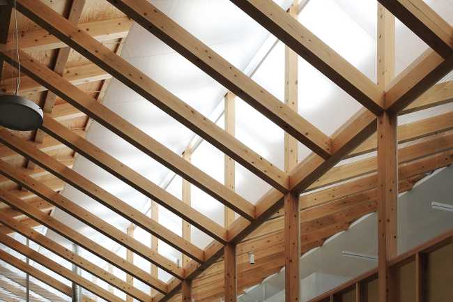 Gabled roof in wood