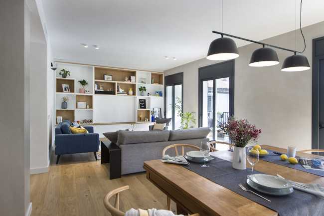 Open space dining room living room