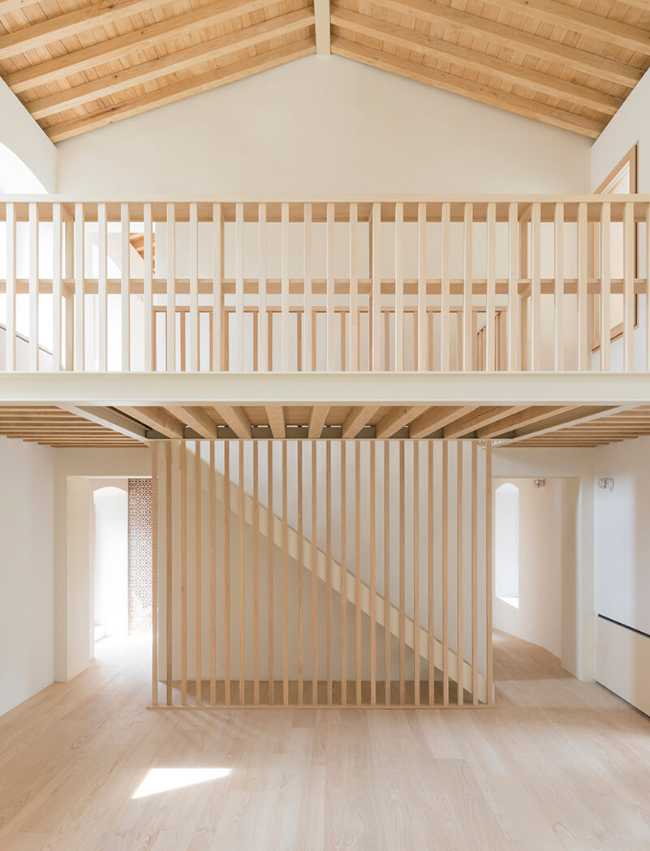 Interior wooden loft dwelling