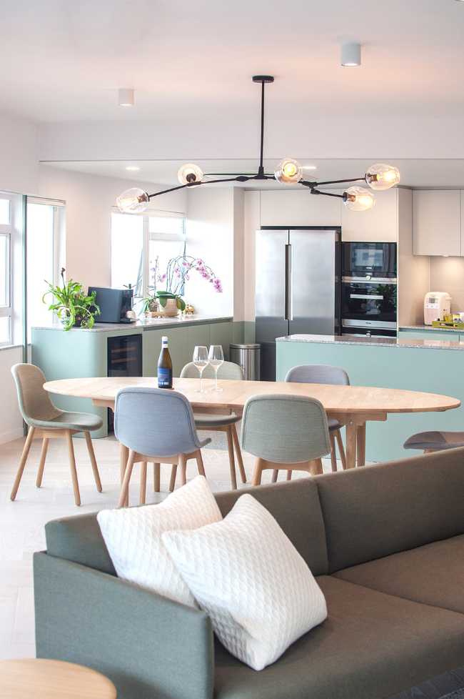 Living room and dining room