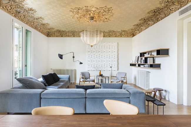 living sala decorazione soffitto