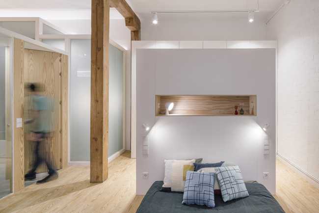 Dormitorio con luces