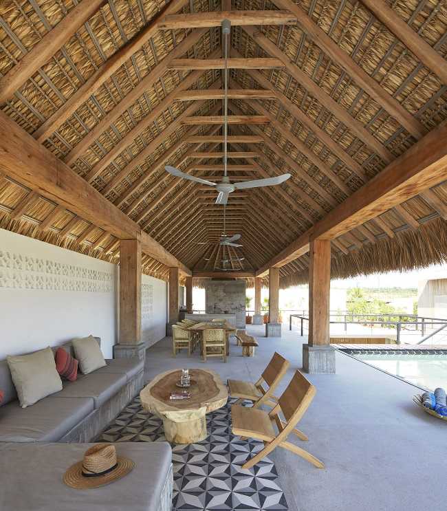 House with wooden roof